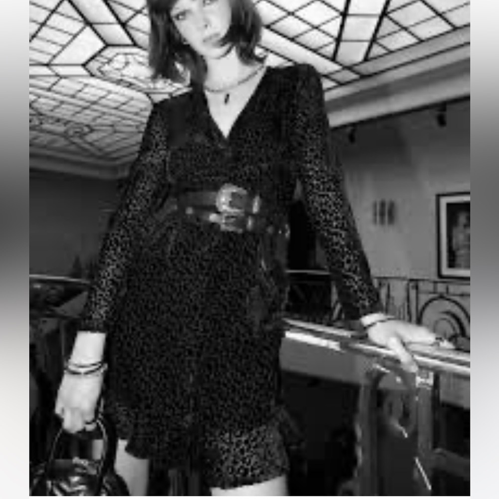 The Kooples Short Buttoned Dress Smocking EUC Black Burnout Ruffle EUC 0 - Picture 8 of 15